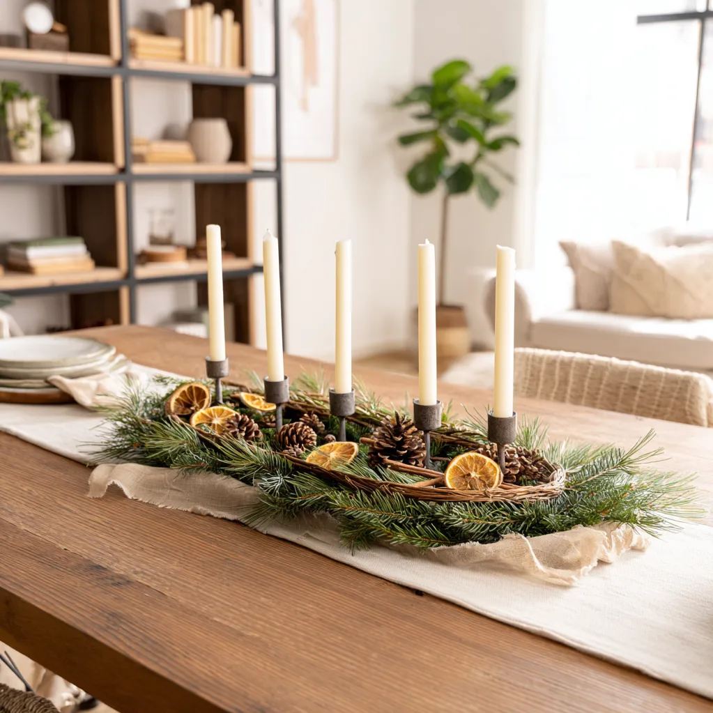 adventkranz ideen natur länglich