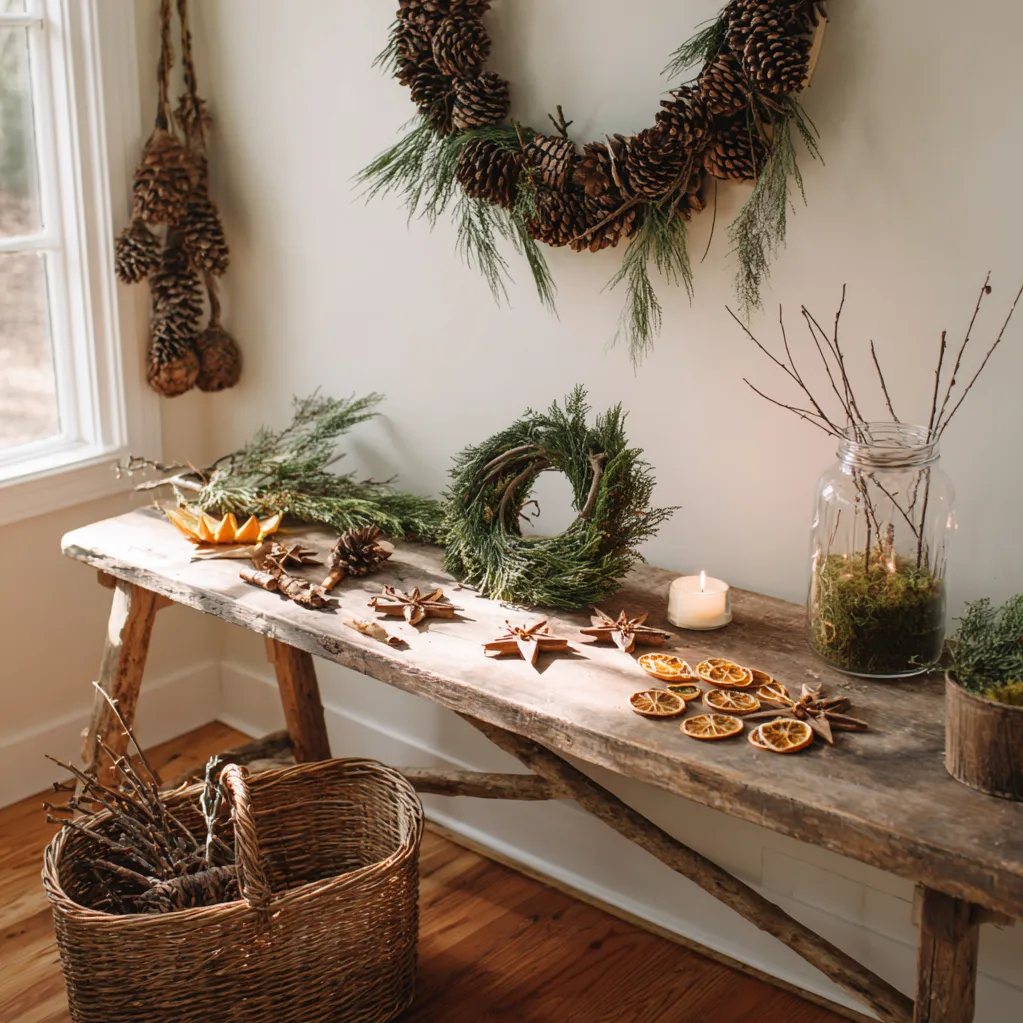 weihnachtsdekoration basteln natur